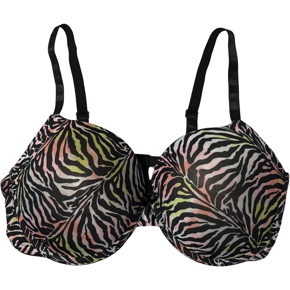 Always a Flirt Bra Womens 40C Black Pink Zebra Print Padded Underwire AFB0325X